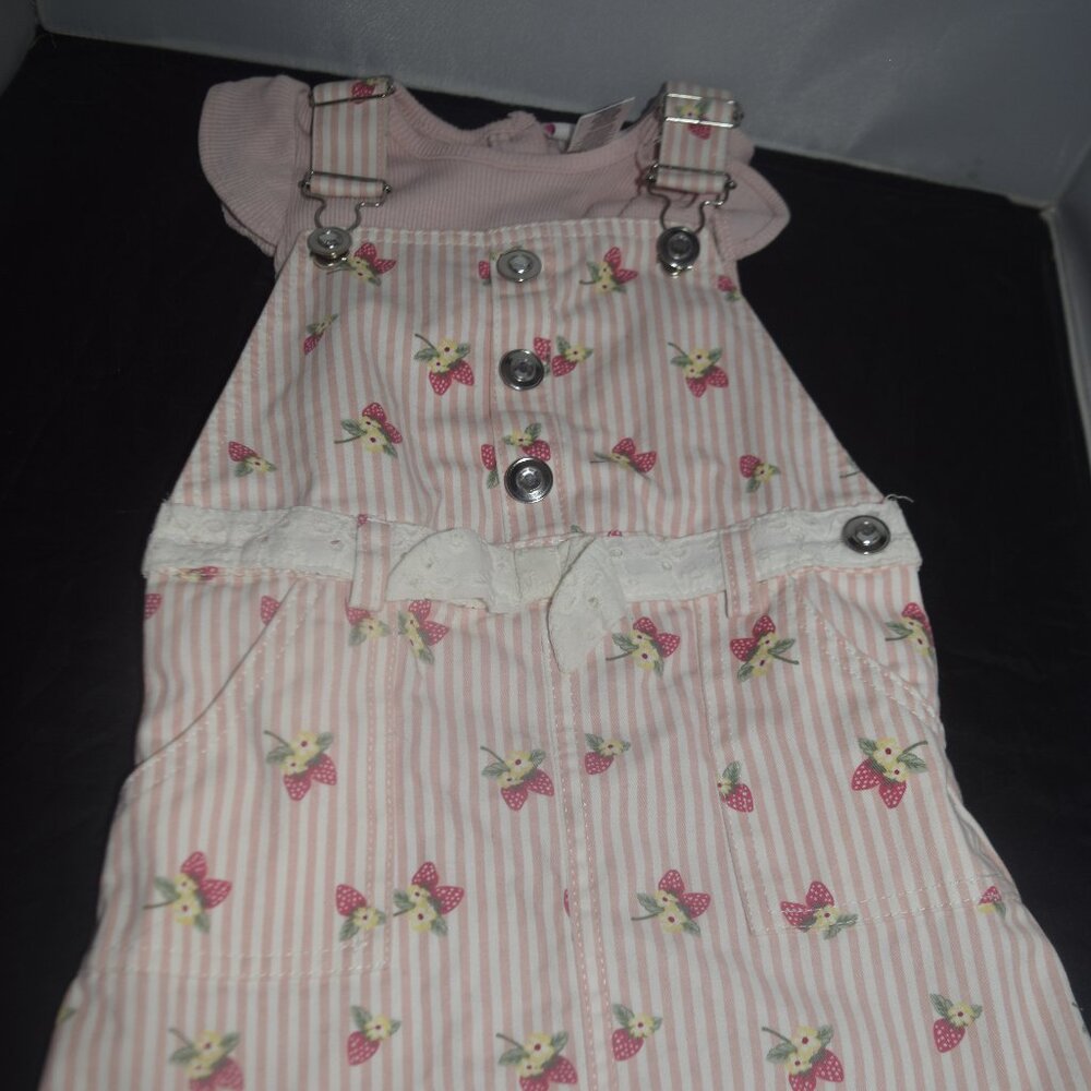 Little Lass overall pink dress and shirt 4T